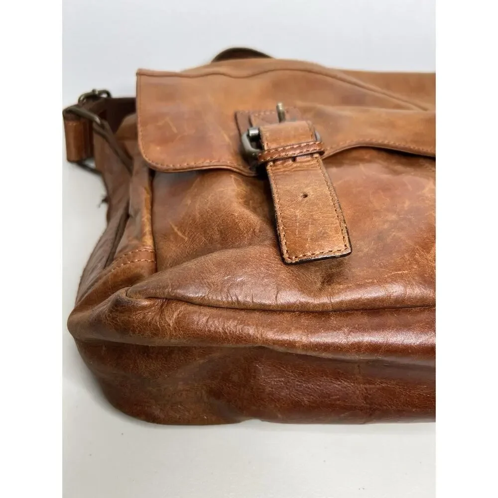 Fossil Brown Cognac Leather Briefcase Bag Shoulder